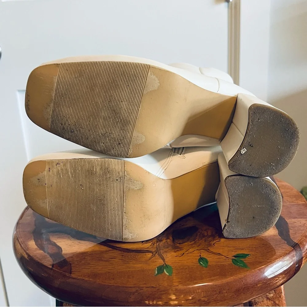 WILA White Block Heeled Ankle Boots Size 6.5 - Picture 6 of 10